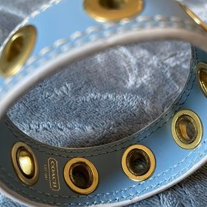 Leather blue coach bangle bracelet
